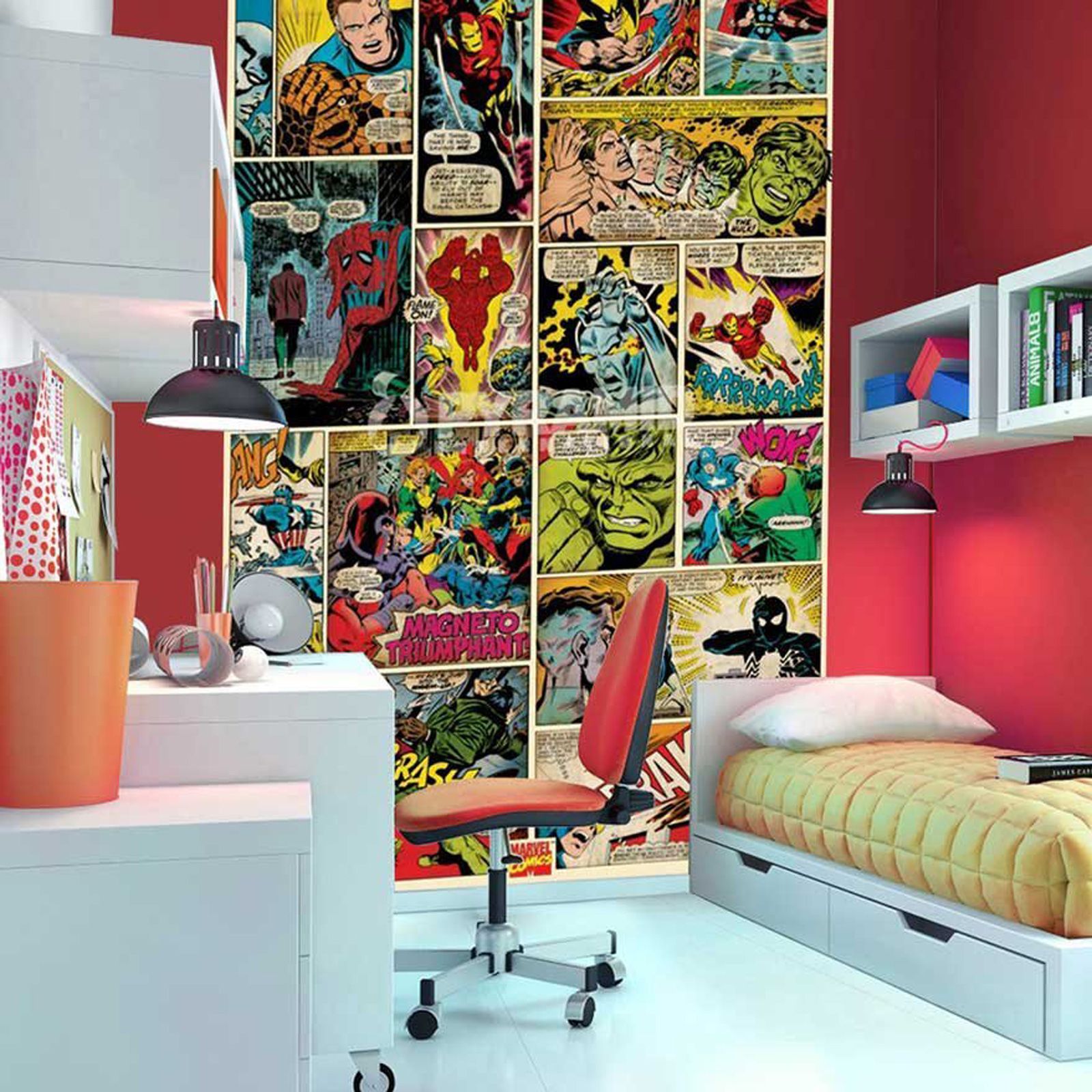 superhero wallpaper border,room,interior design,wall,living room,furniture