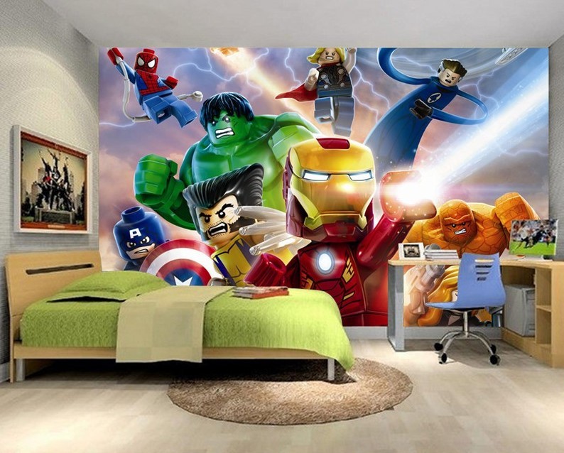 lego superhero wallpaper,mural,pared,pegatina de pared,fondo de pantalla,personaje de ficción