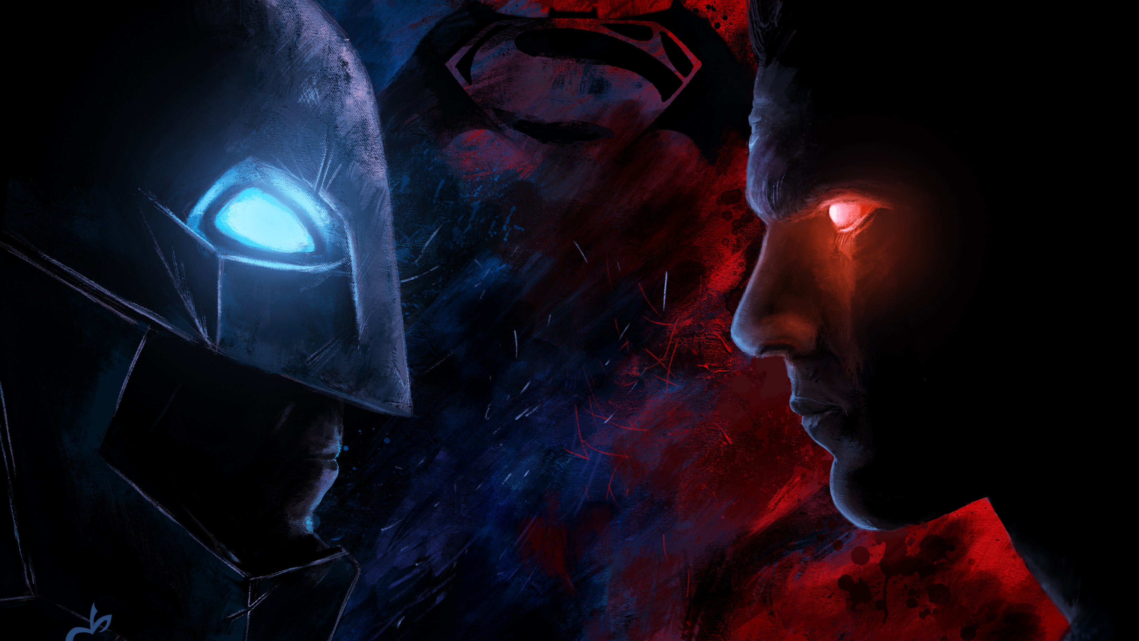 batman vs superman wallpaper 4k,darkness,fictional character,illustration,space,cg artwork