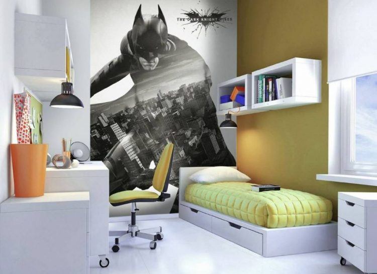 superhero wallpaper for bedroom,furniture,room,interior design,bedroom,wall