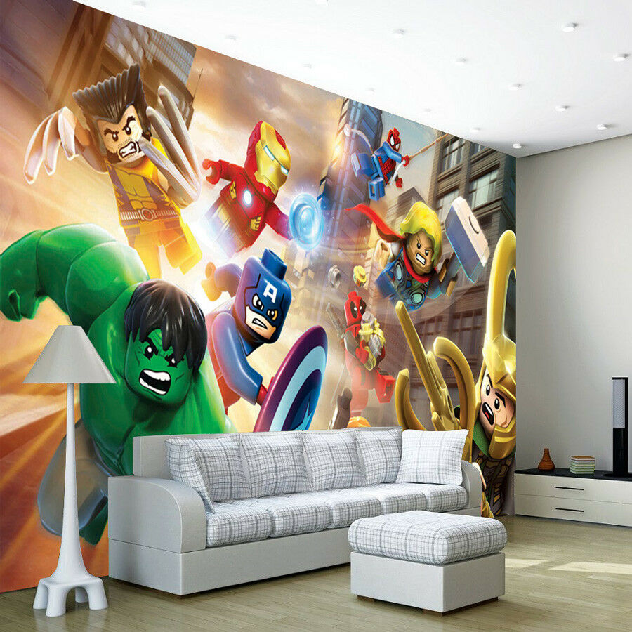 superhero wallpaper for bedroom,mural,wall,cartoon,wallpaper,fictional character