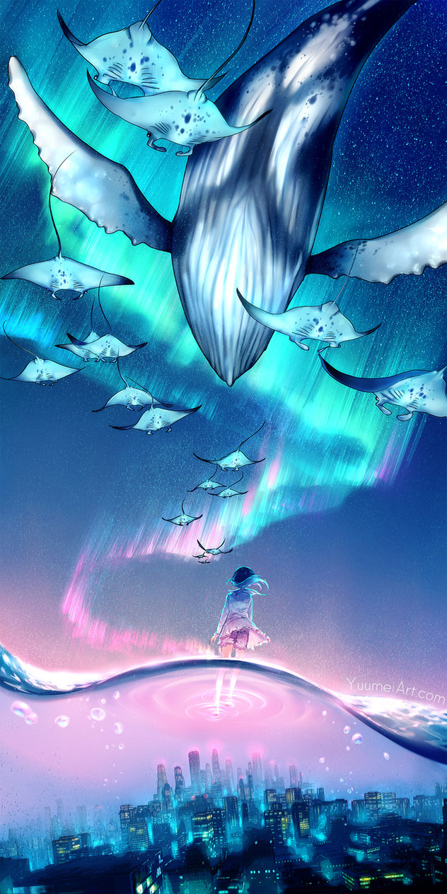 fond d'écran de nuit de rêve,ciel,oeuvre de cg,anime,personnage fictif,illustration