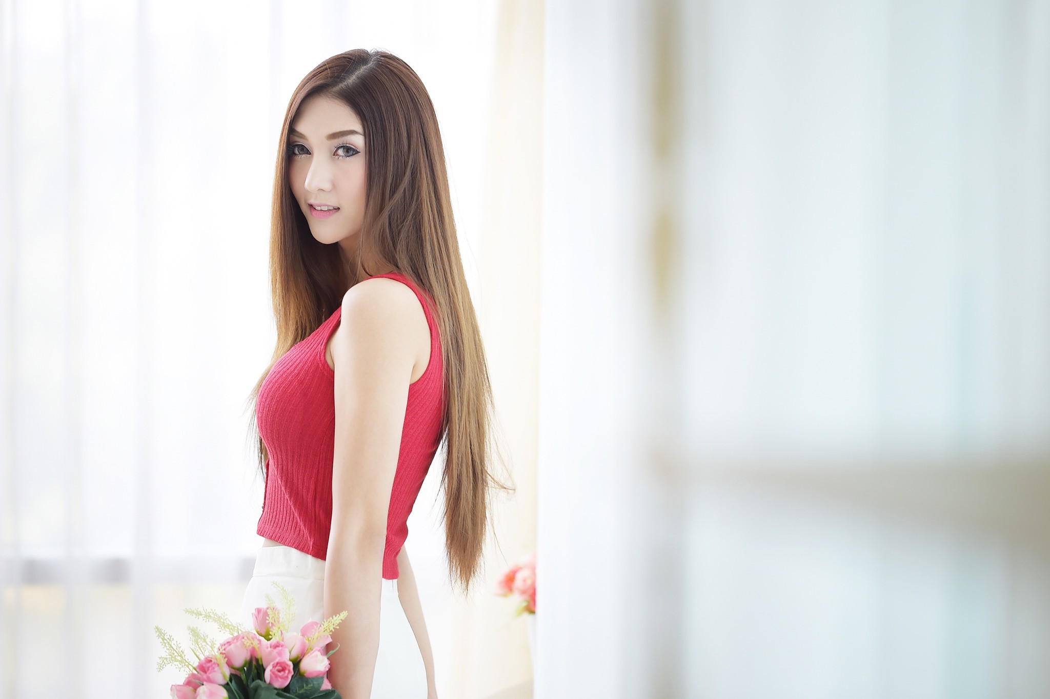asian women wallpaper,hair,white,pink,clothing,beauty