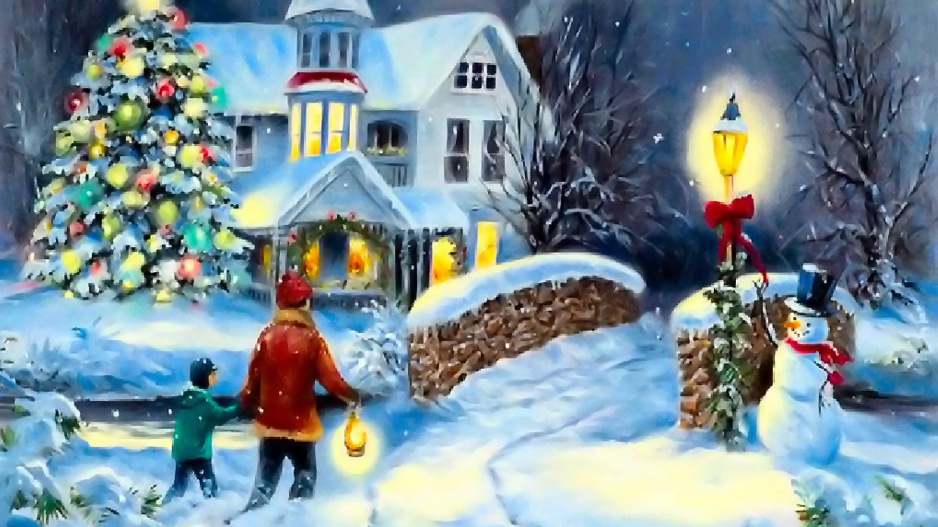 carta da parati natalizia 1366x768,inverno,vigilia di natale,natale,neve,albero