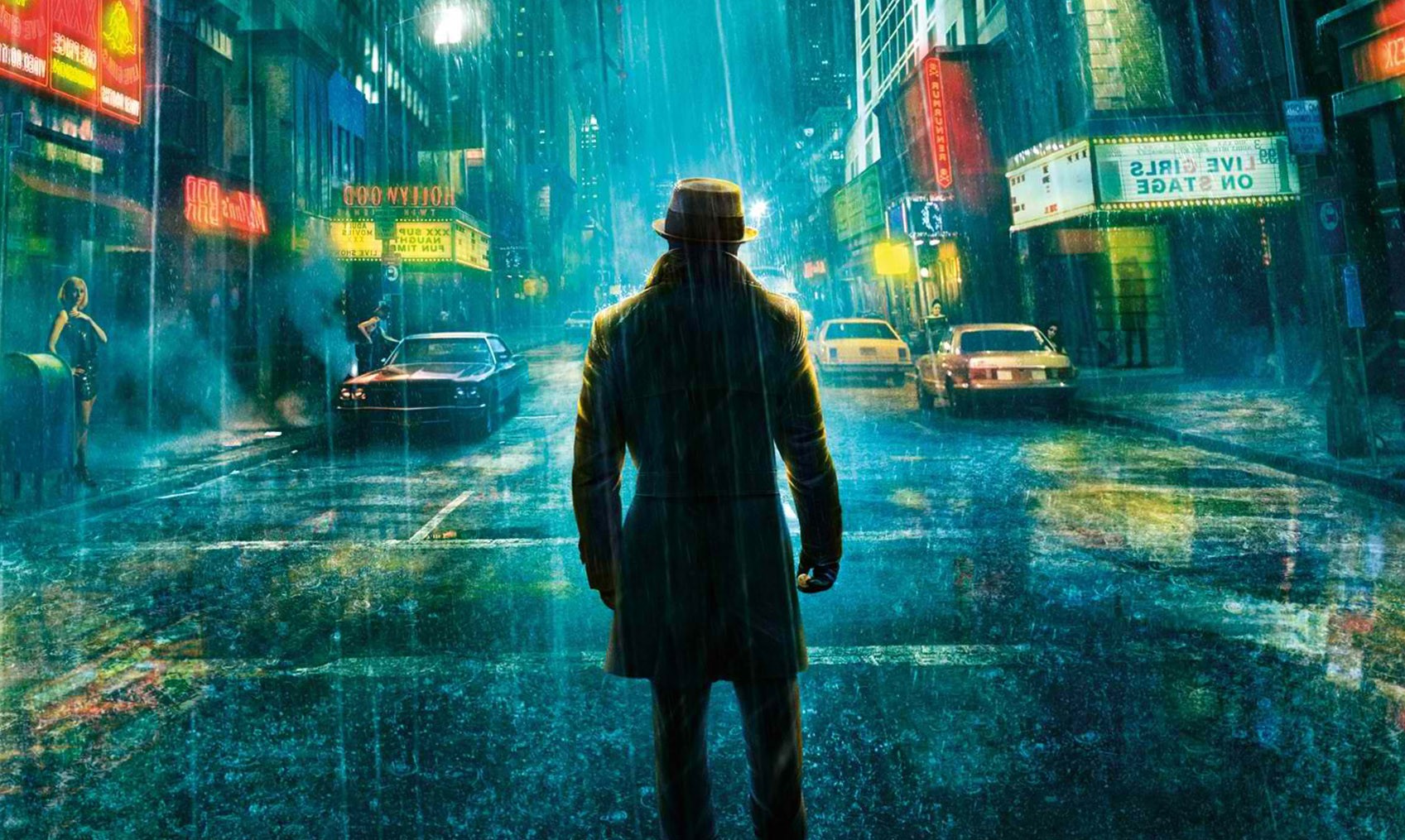 sfondo di un film eroe,pioggia,area urbana,buio,strada,composizione digitale