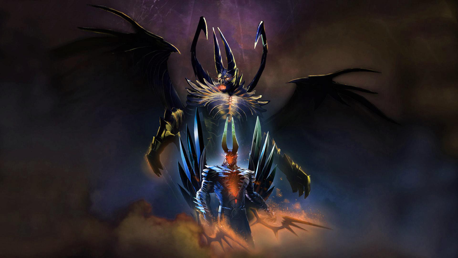 dota heroes wallpaper,darkness,demon,cg artwork,dragon,fictional character