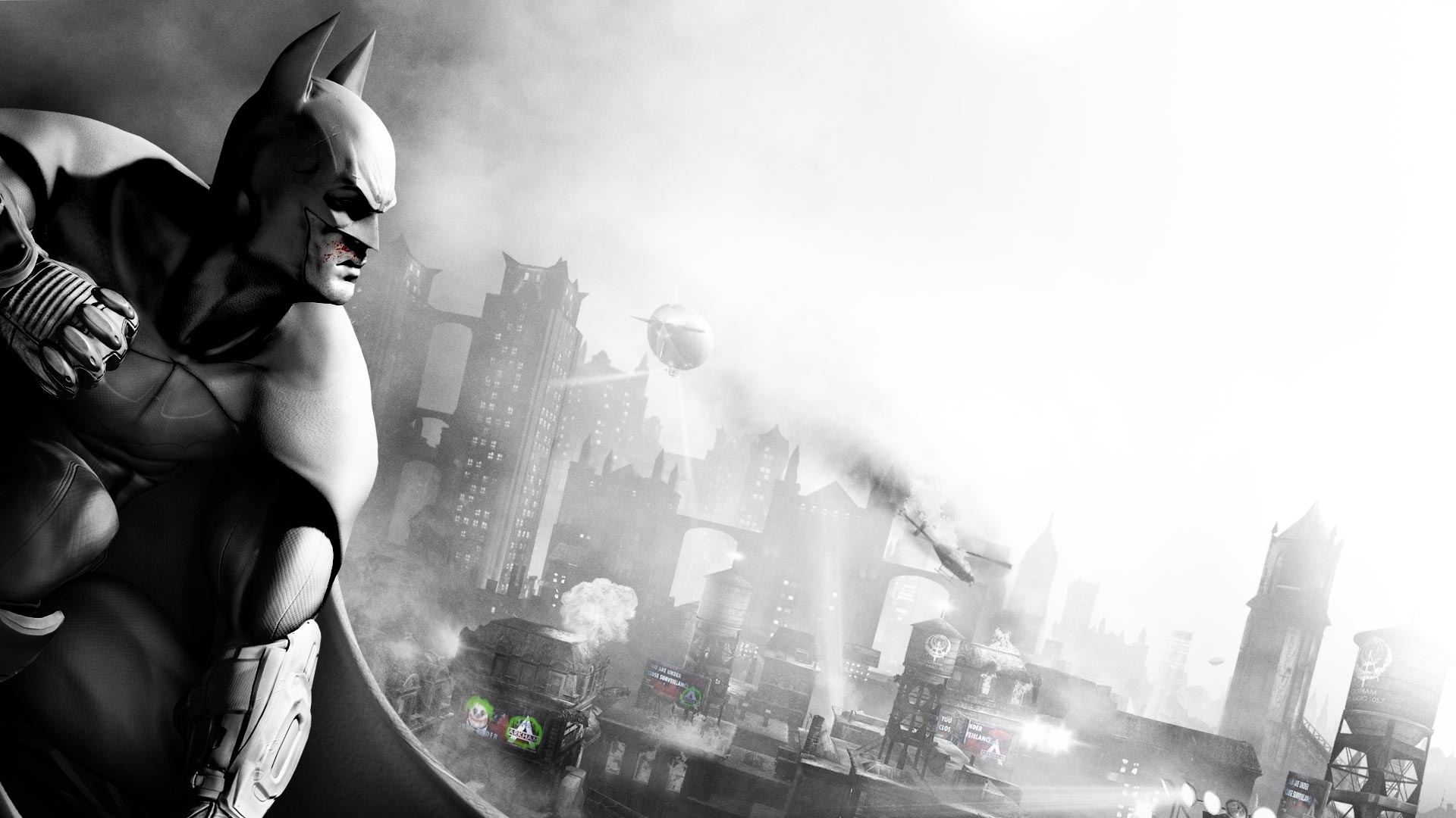 fond d'écran batman arkham city,homme chauve souris,personnage fictif,super héros,ligue de justice,noir et blanc