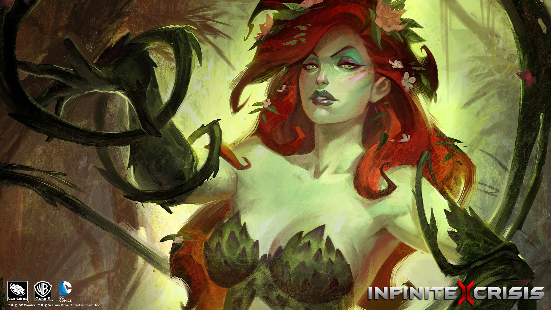 poison ivy wallpaper,cg artwork,poison ivy,fictional character,illustration,adventure game