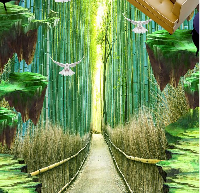papier peint imprimé bambou,vert,paysage naturel,arbre,feuille,plante