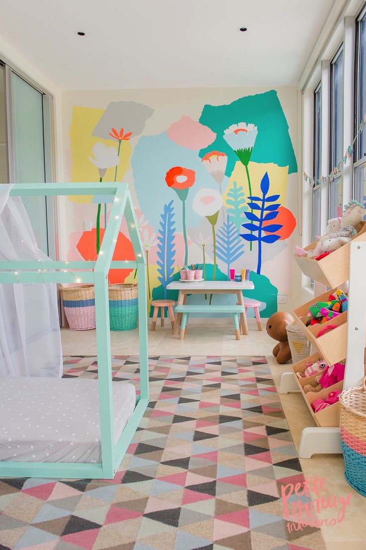 modern kids wallpaper,room,interior design,furniture,mural,floor