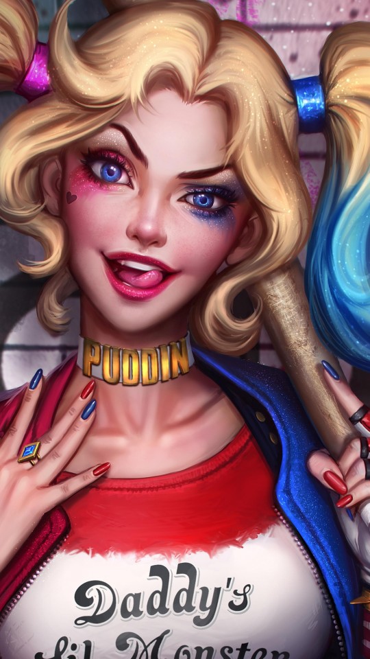 harley quinn mobile wallpaper,schönheit,karikatur,blond,lippe,illustration