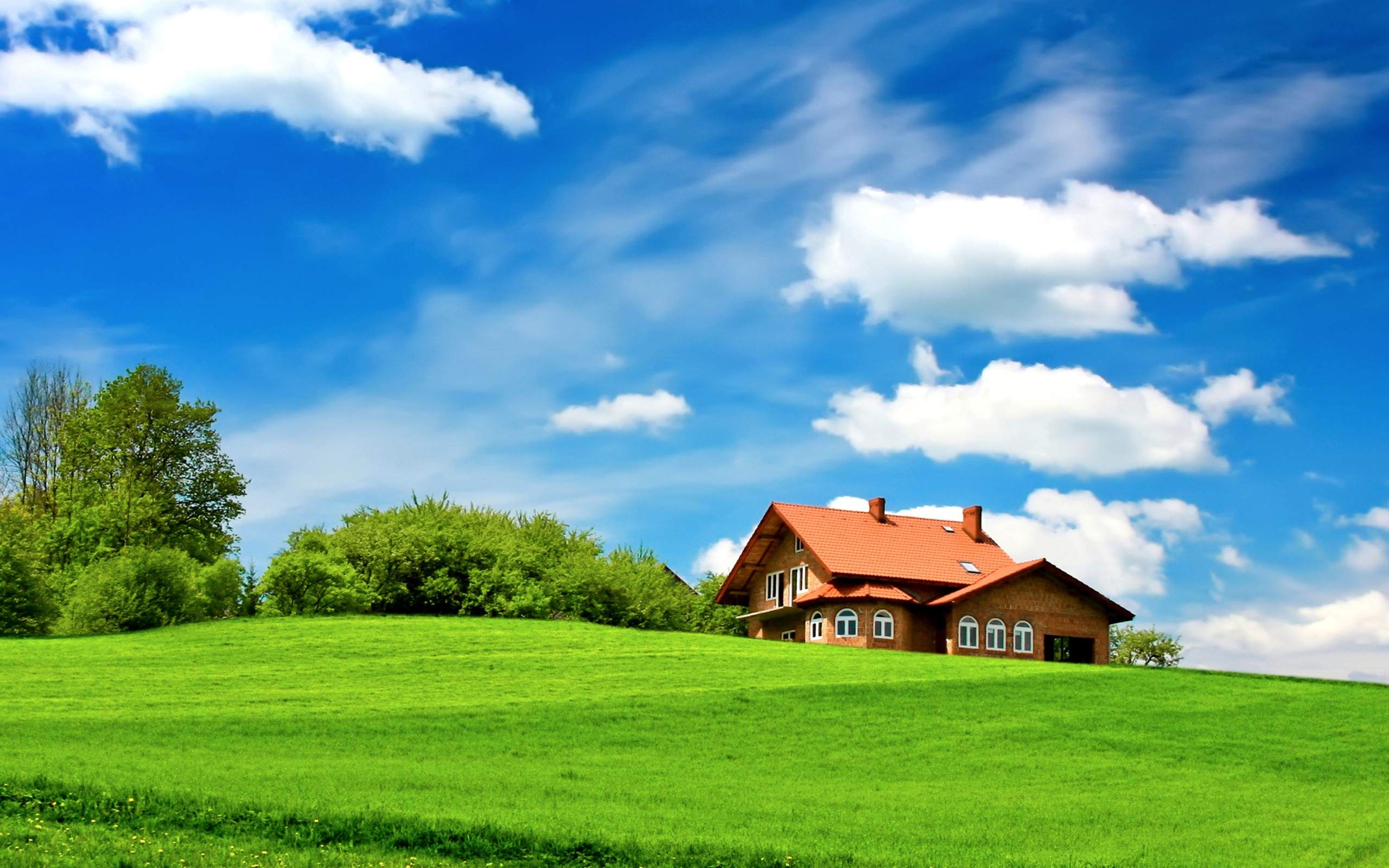 自然の家の壁紙,自然の風景,空,草原,自然,緑