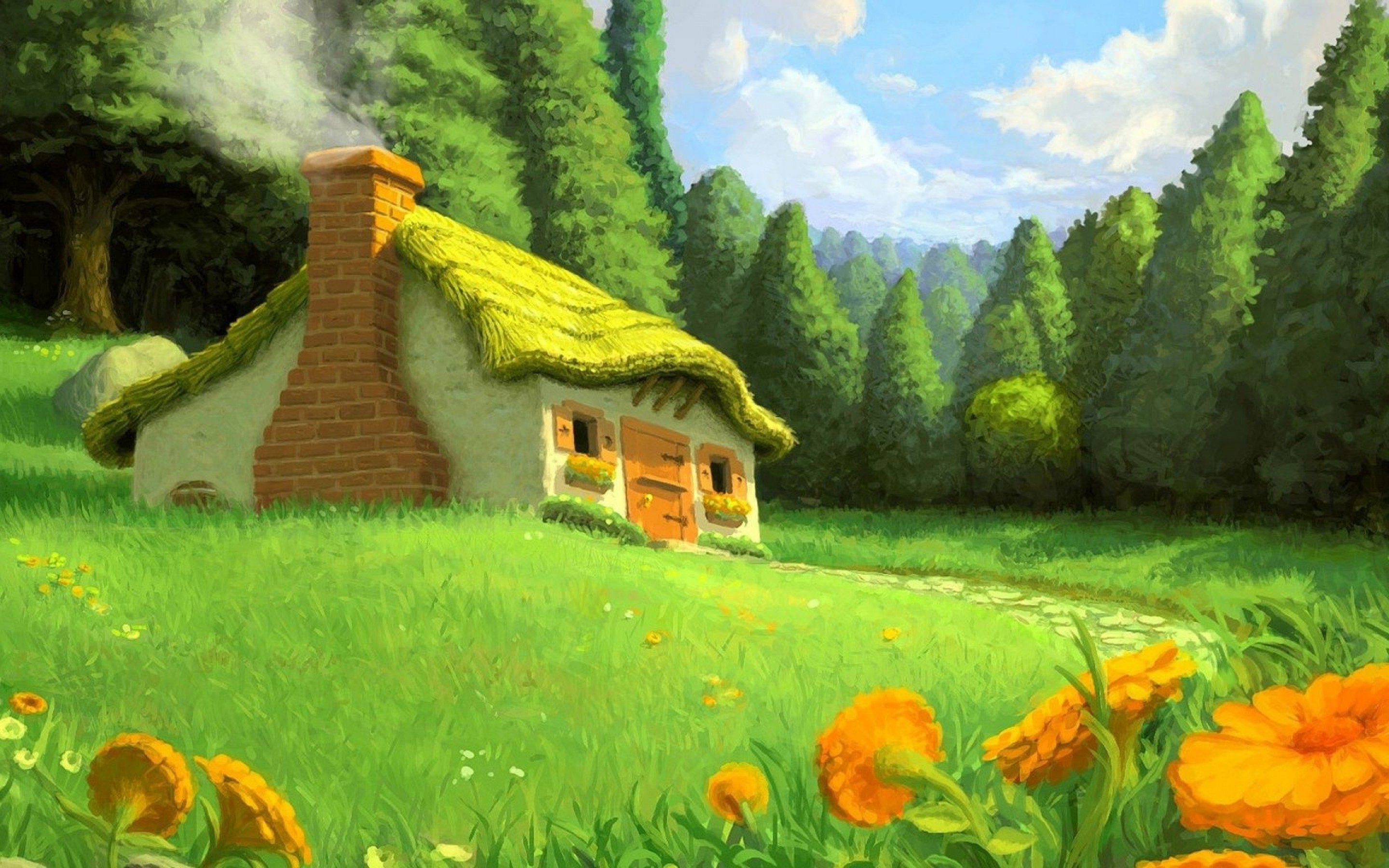 nature home wallpaper,natural landscape,nature,natural environment,meadow,painting