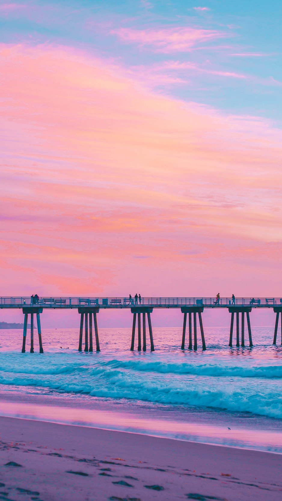 kalifornien iphone wallpaper,himmel,rosa,horizont,seebrücke,sonnenuntergang