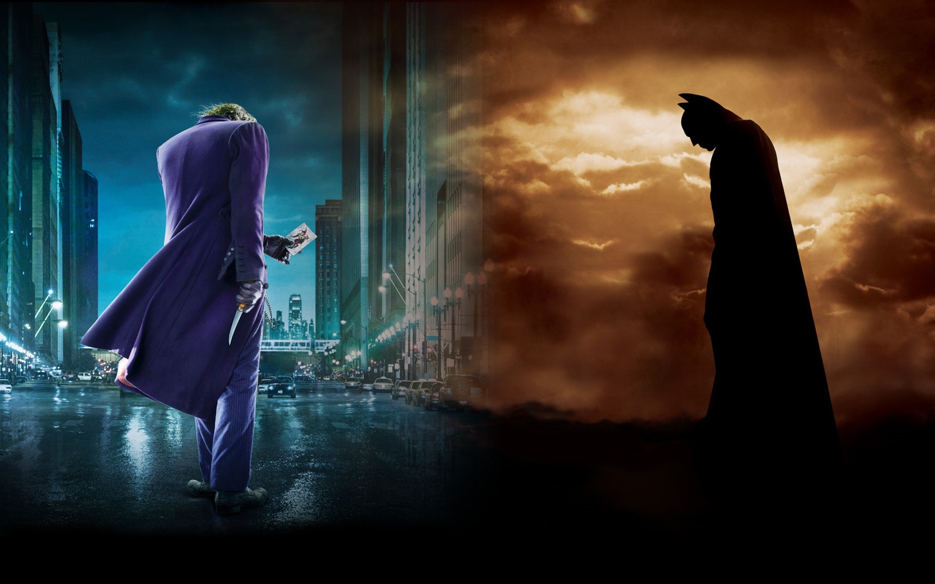 batman and joker wallpaper,digital compositing,cg artwork,photography,darkness,scene