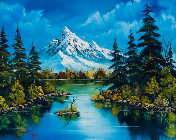 bob ross wallpaper,natural landscape,nature,sky,wilderness,reflection