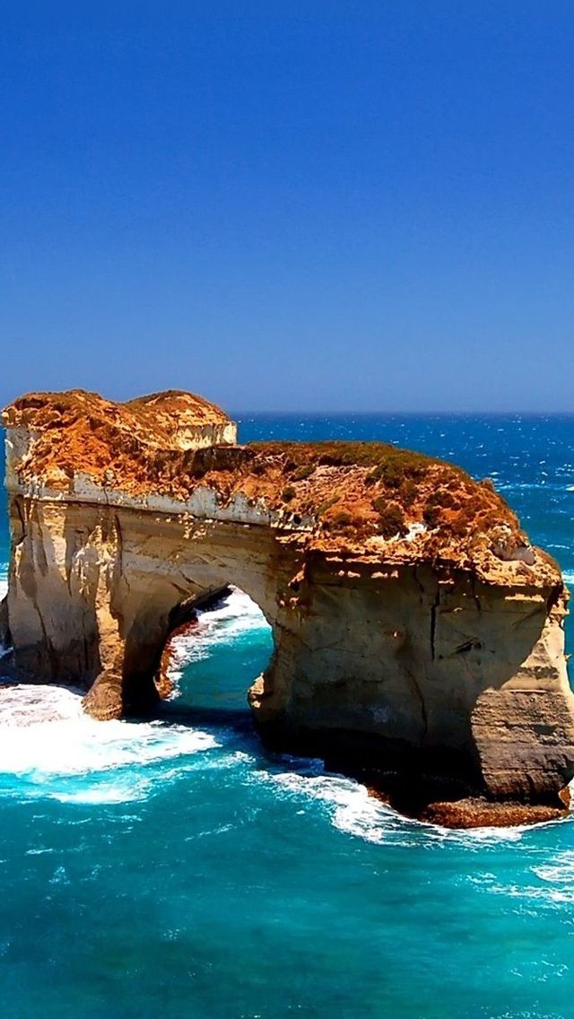 australia iphone wallpaper,natural arch,formation,rock,sea,natural landscape
