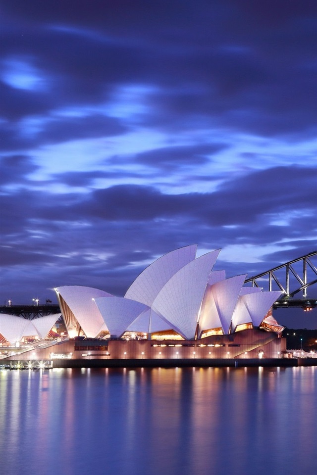 australia fondo de pantalla para iphone,cielo,arquitectura,noche,centro de deportes acuáticos,teatro de la ópera