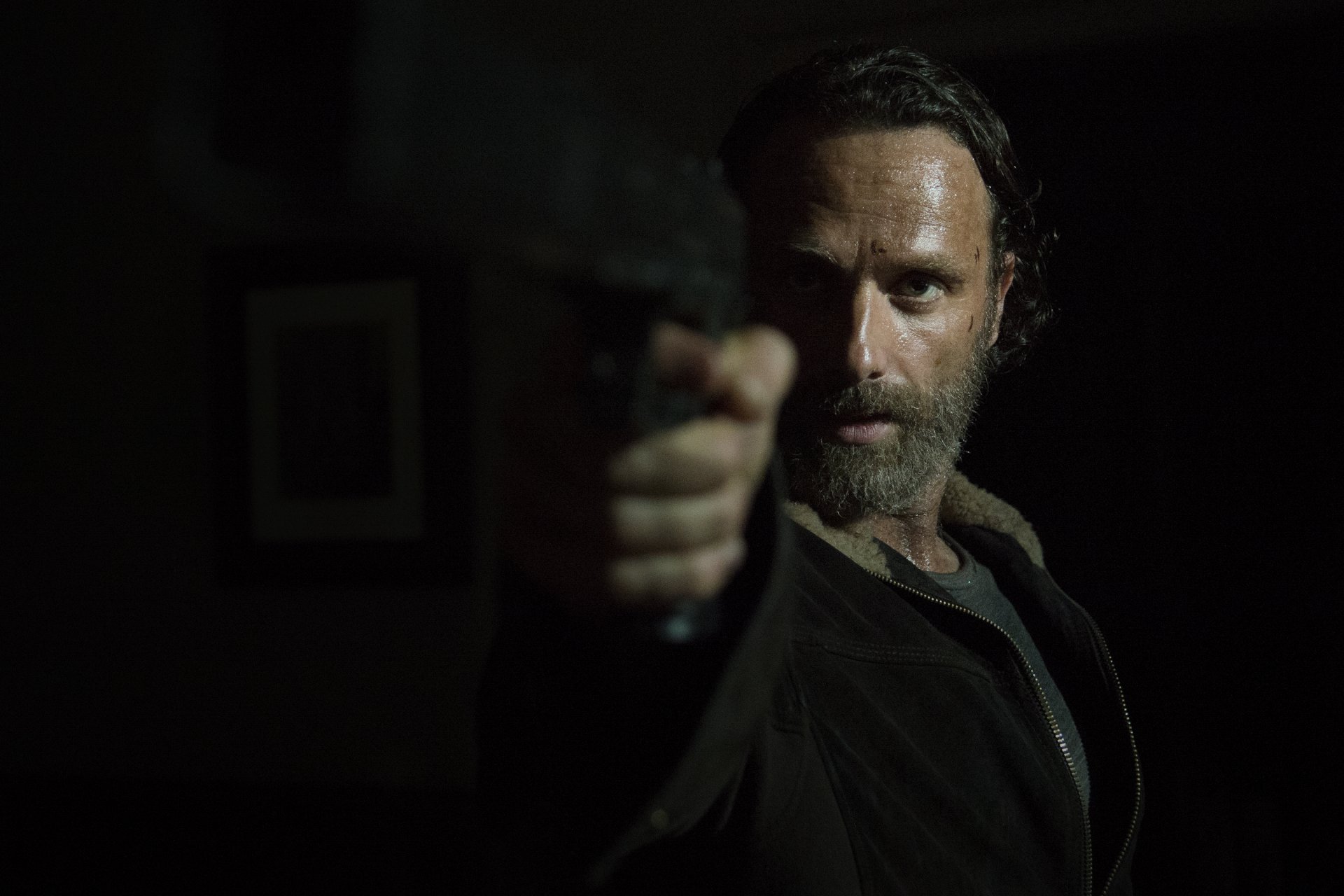 rick grimes wallpaper,black,face,darkness,head,human