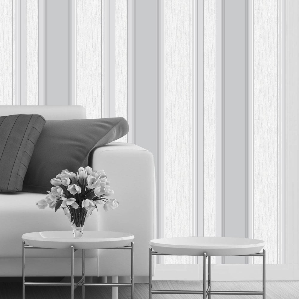 grey white striped wallpaper,white,furniture,curtain,interior design,room