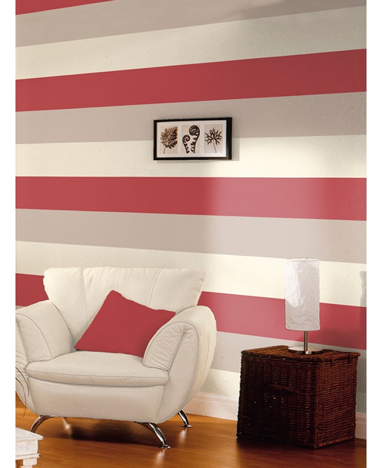 Red Grey And Cream Striped Wallpaper Red Wallpaper Feature Wall