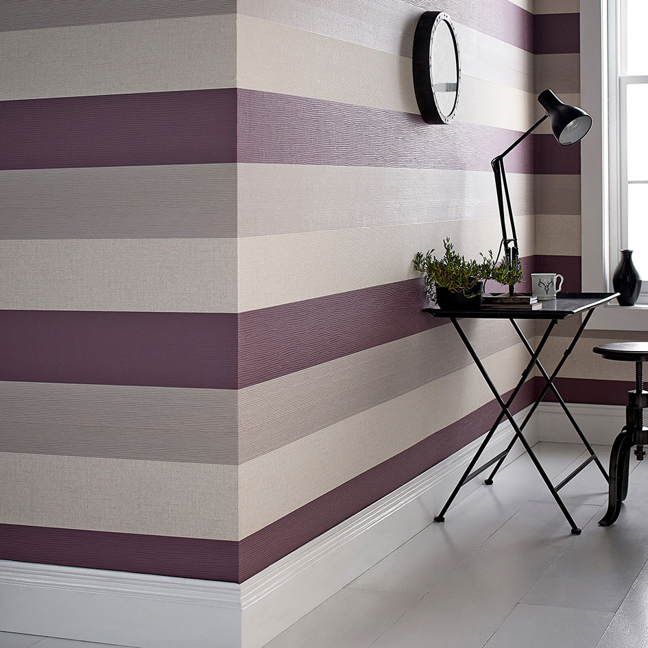 papier peint à rayures gris et crème,violet,mur,meubles,violet,chambre