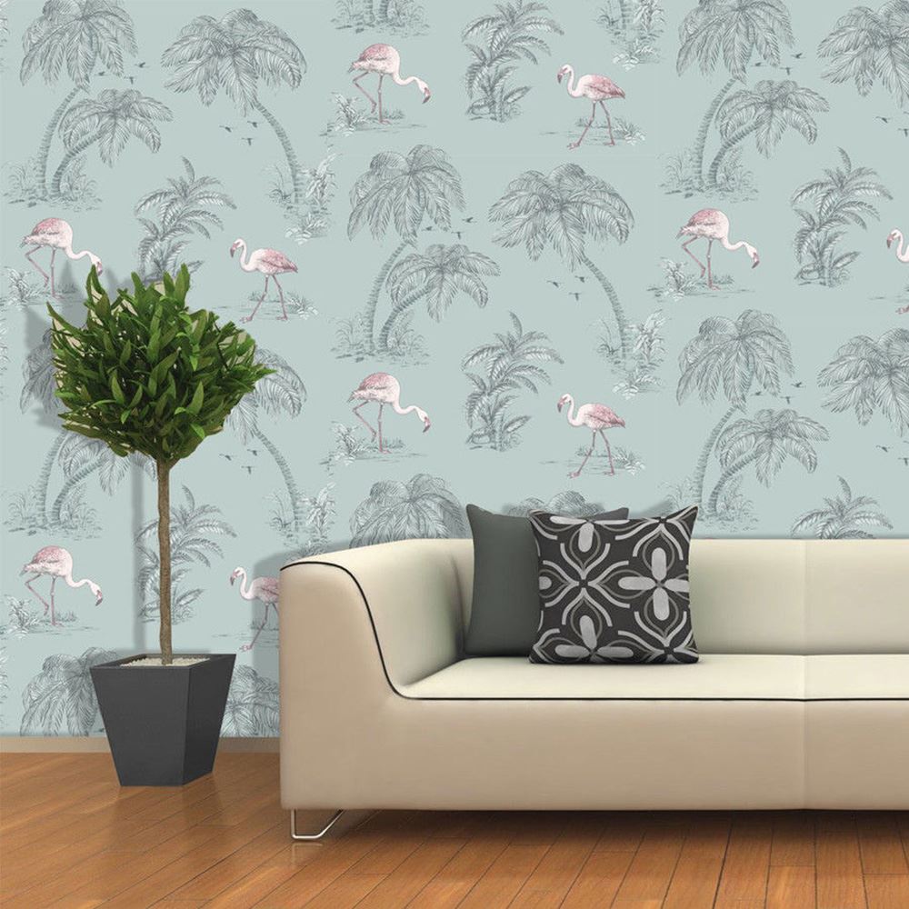 duck egg blue and grey wallpaper,wall sticker,wallpaper,wall,couch,leaf