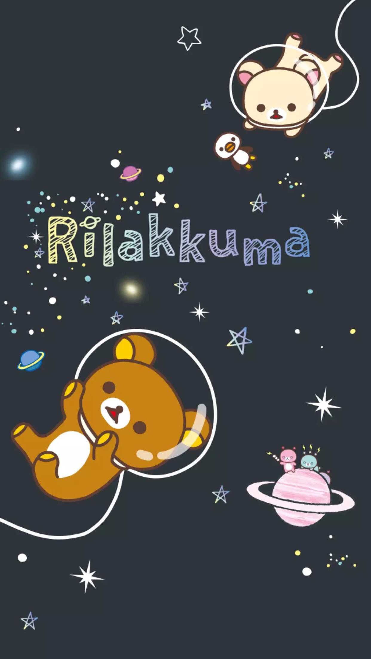 rilakkuma phone wallpaper,cartoon,text,illustration,animated cartoon,font