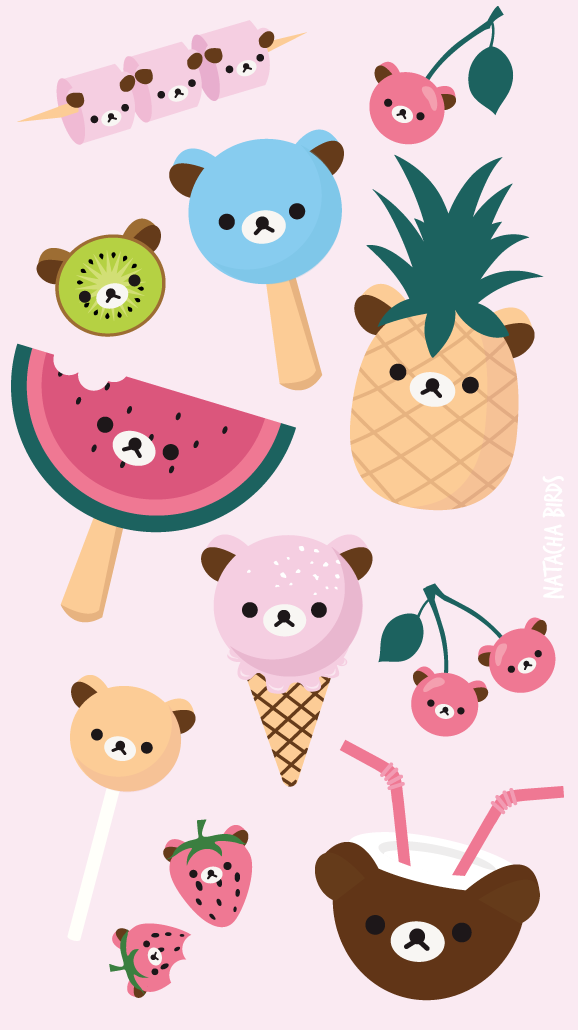 rilakkuma phone wallpaper,clip art,pink,cartoon,graphics,illustration