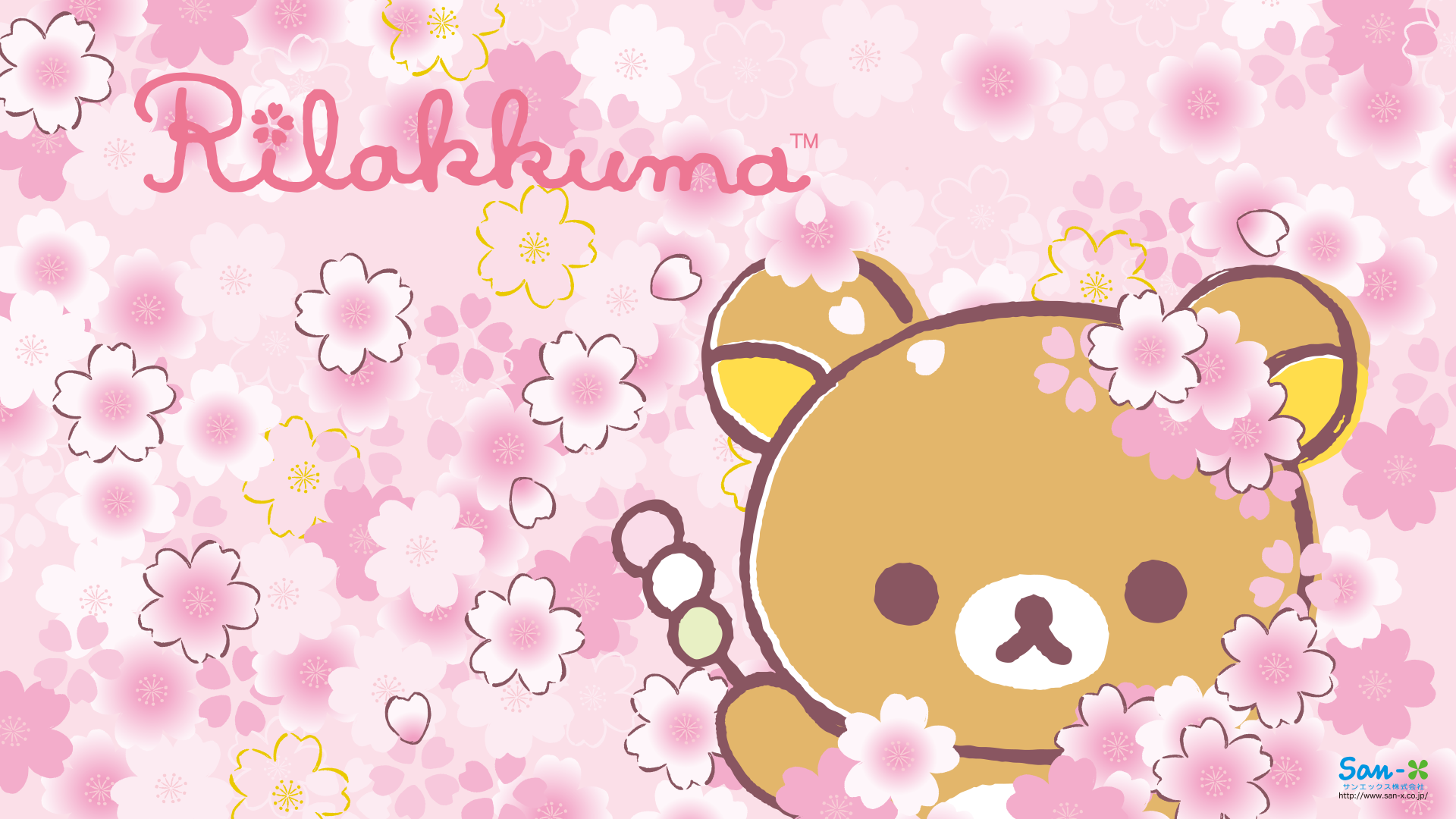rilakkuma desktop wallpaper,pink,cartoon,text,heart,spring
