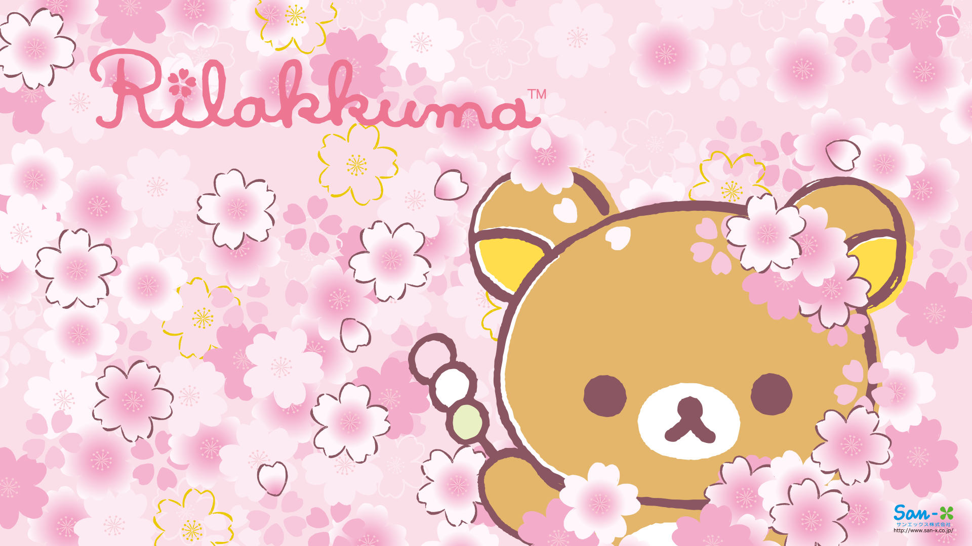 rilakkuma 바탕 화면 배경 무늬,분홍,만화,본문,심장,봄