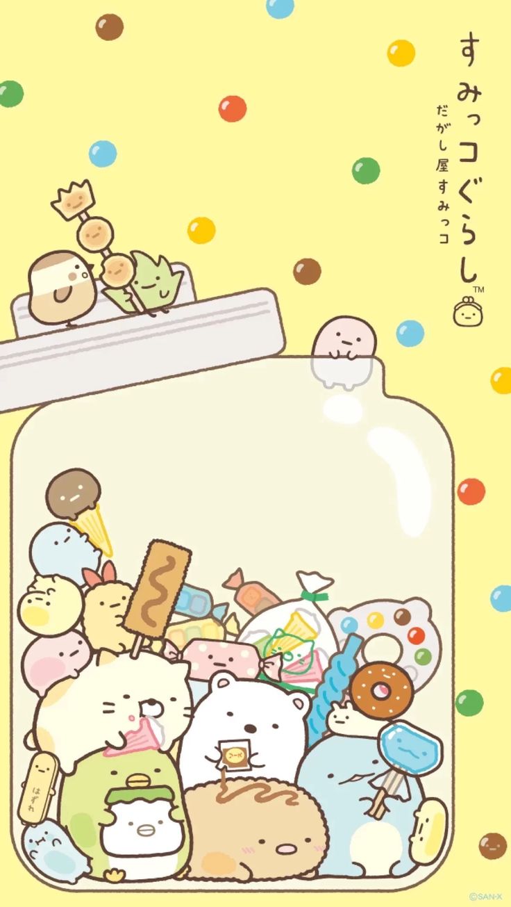 sumikko gurashi wallpaper iphone,cartoon,yellow,clip art,graphics,illustration