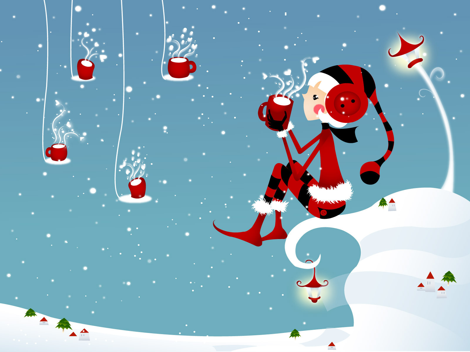 kawaii christmas wallpaper,santa claus,cartoon,christmas,illustration,fictional character