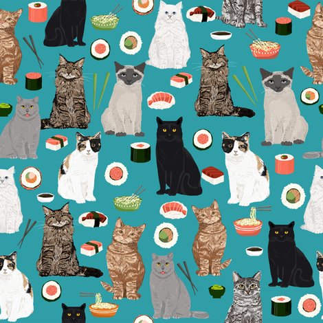 sushi cat wallpaper,cat,small to medium sized cats,felidae,organism,pattern