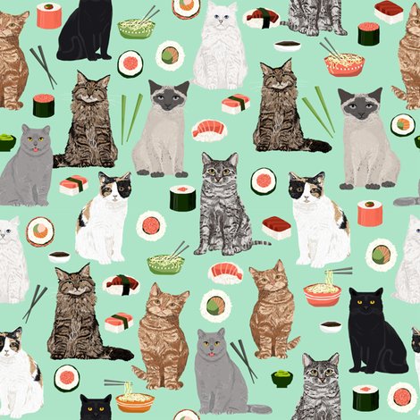 carta da parati gatto sushi,gatto,gatti di piccola e media taglia,felidae,modello,modello