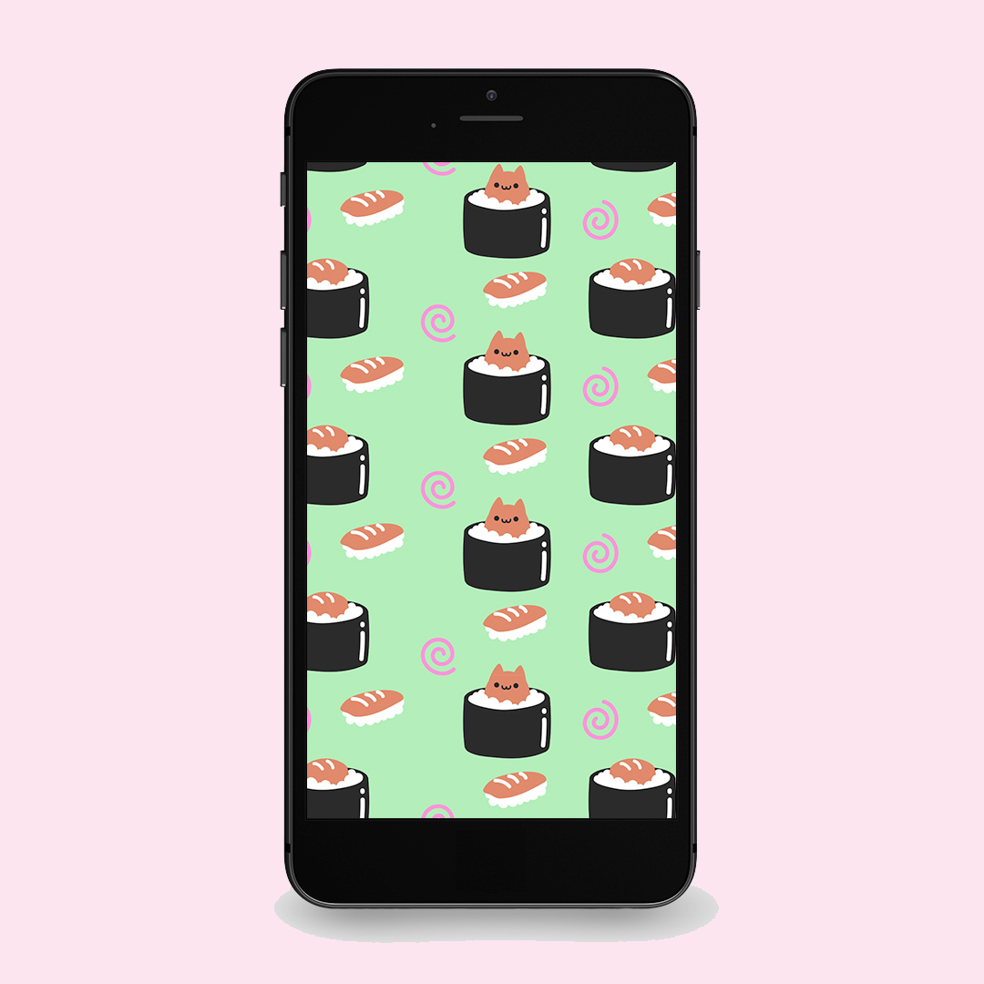 sushi cat wallpaper,mobile phone case,iphone,gadget,technology,electronic device