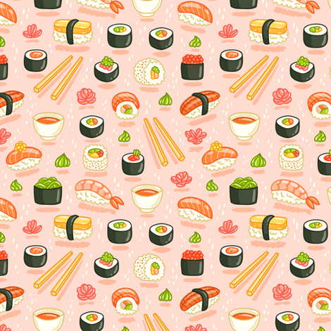 süße sushi tapete,junk food,muster,design,schriftart,geschenkpapier