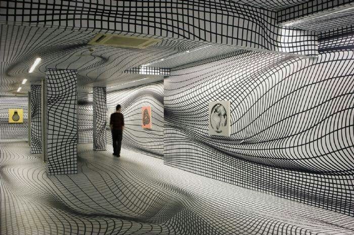 papel pintado ilusión óptica para paredes,subterraneo,arquitectura,diseño,edificio