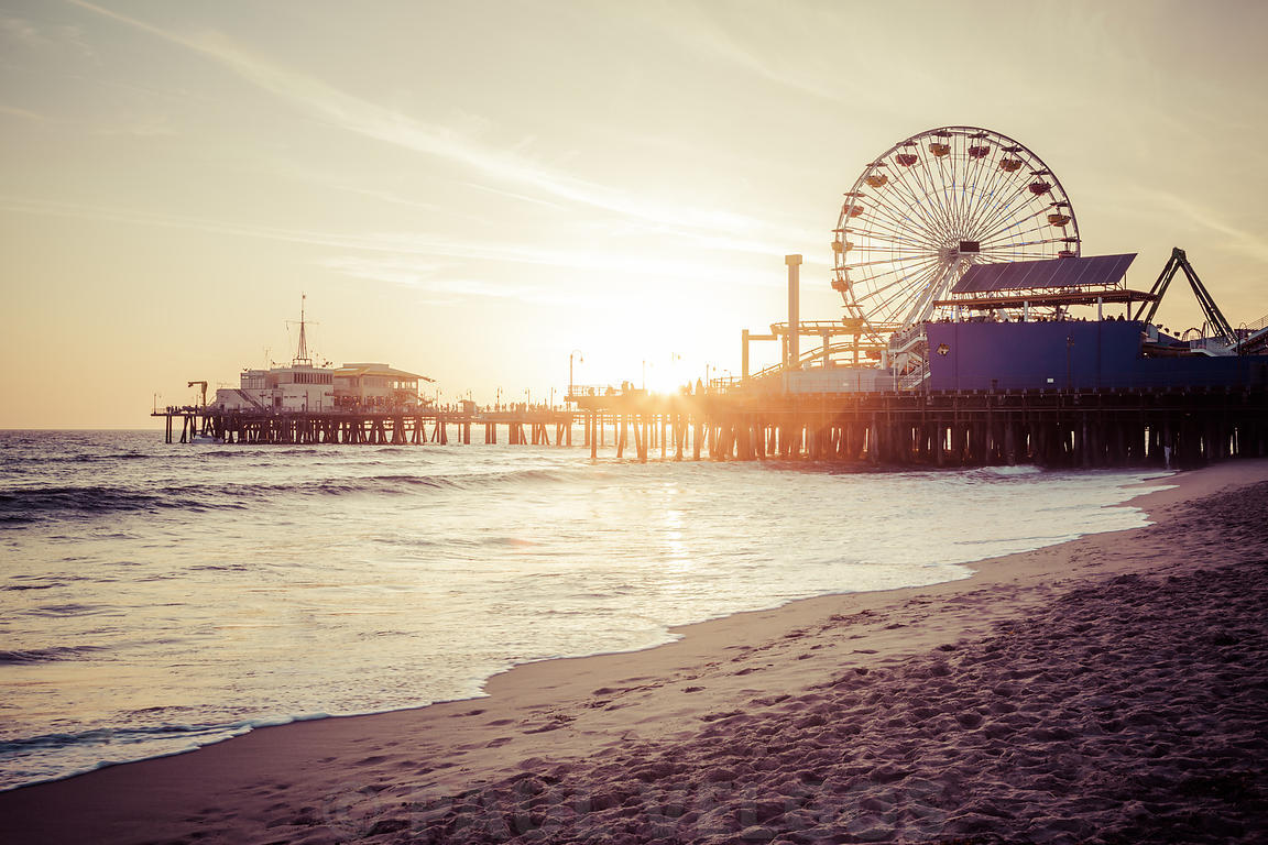 fond d'écran santa monica,grande roue,ciel,jetée,attraction touristique,nuage