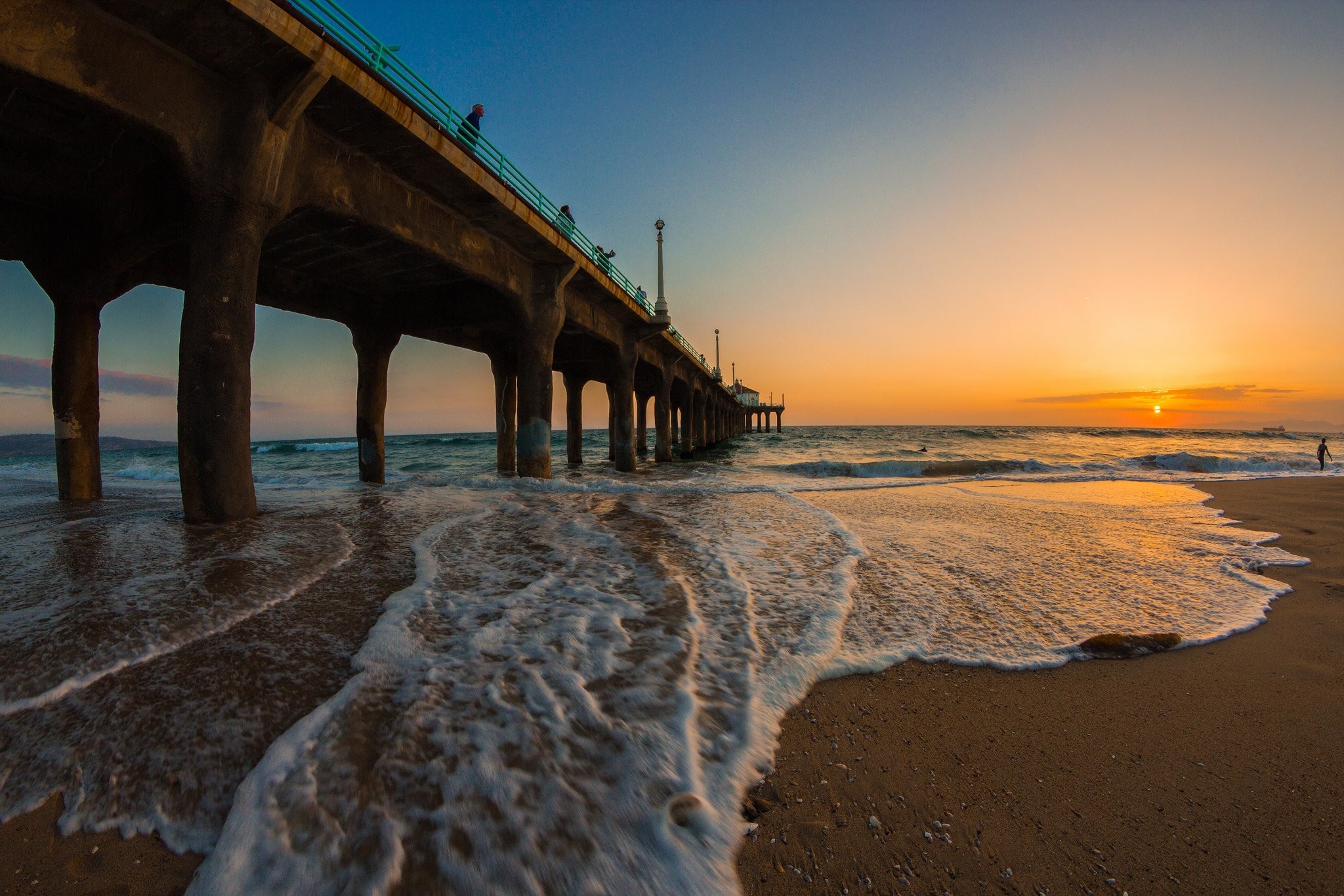 santa monica wallpaper,water,beach,sky,sea,pier