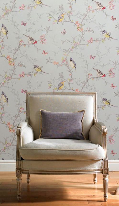 鳥の蝶の壁紙,壁紙,壁,家具,ピンク,ソファー