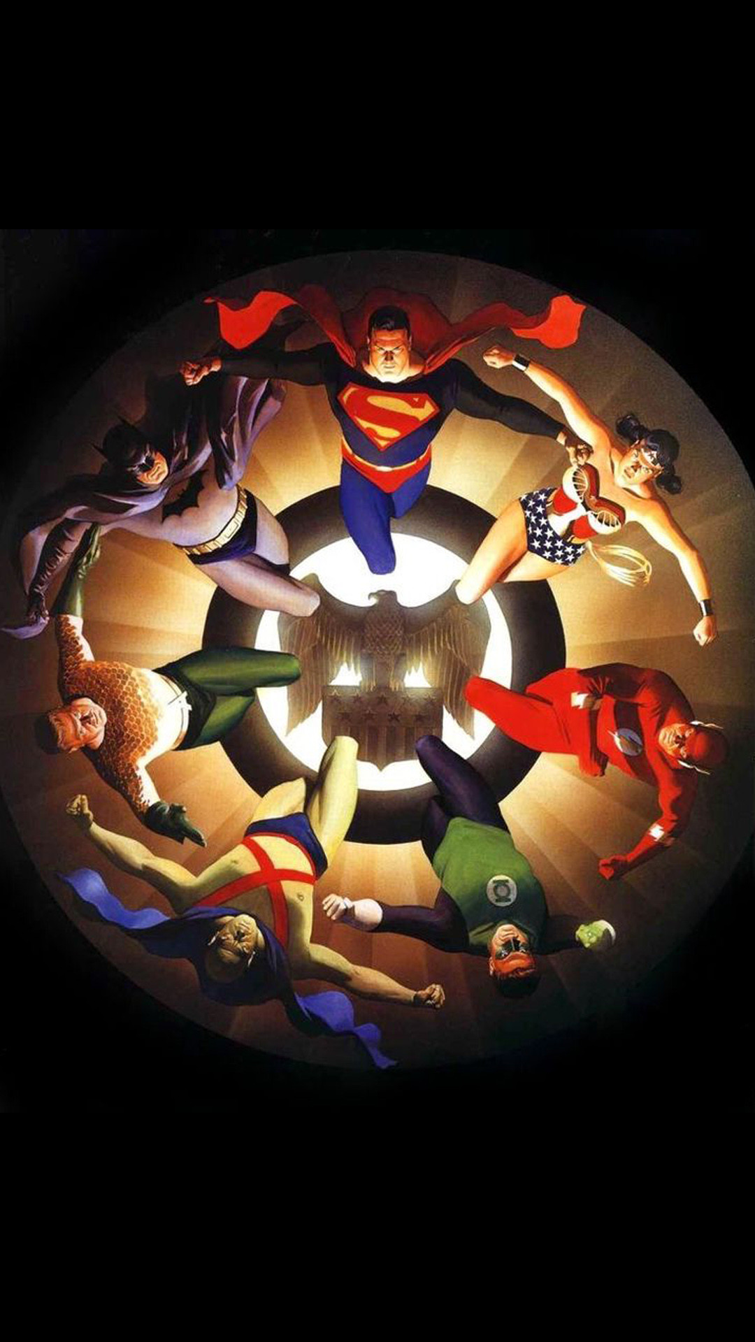 justice league logo wallpaper,glass,animation,fictional character,circle,kaleidoscope