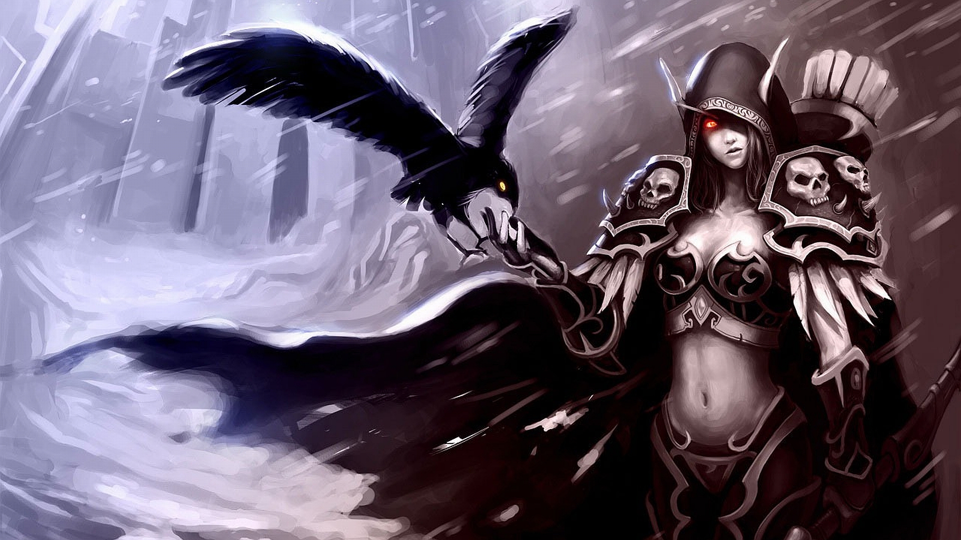 dark elf wallpaper,cg artwork,fictional character,illustration,demon,wing