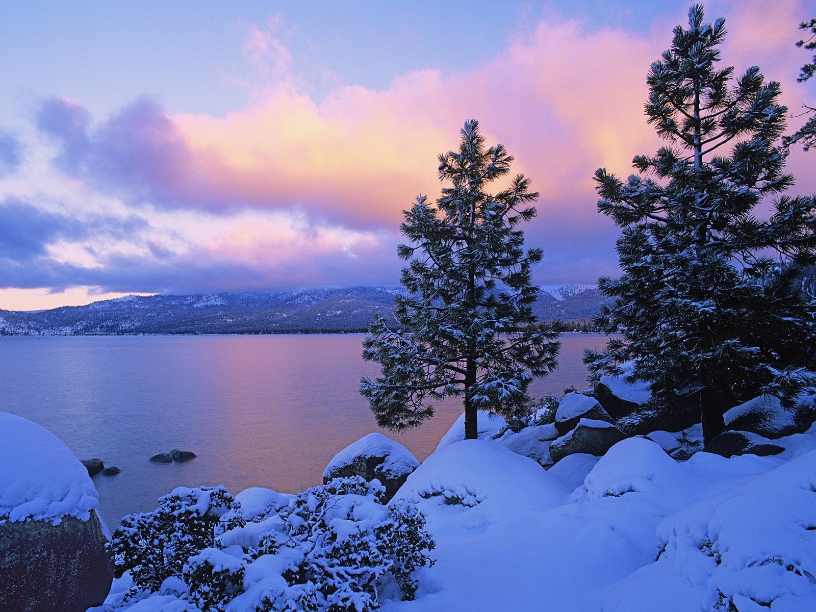 タホ湖の壁紙,空,雪,自然,自然の風景,冬