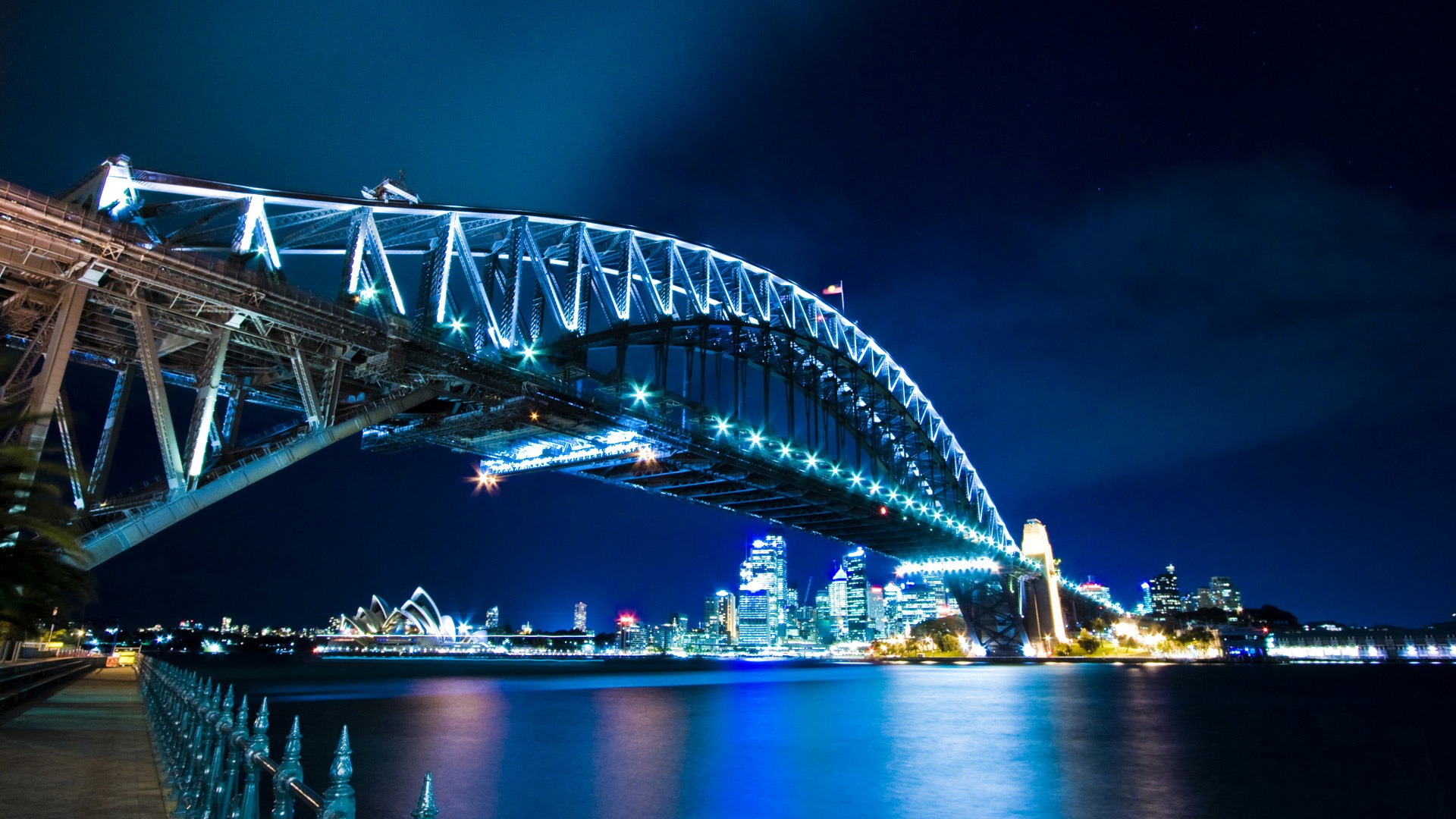 australia fondo de pantalla hd,puente,noche,área metropolitana,azul,enlace fijo