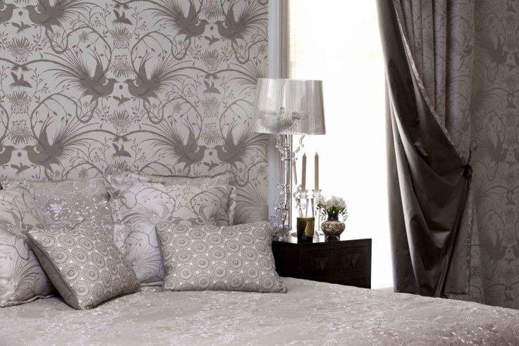 catherine martin wallpaper,room,interior design,curtain,bedroom,furniture