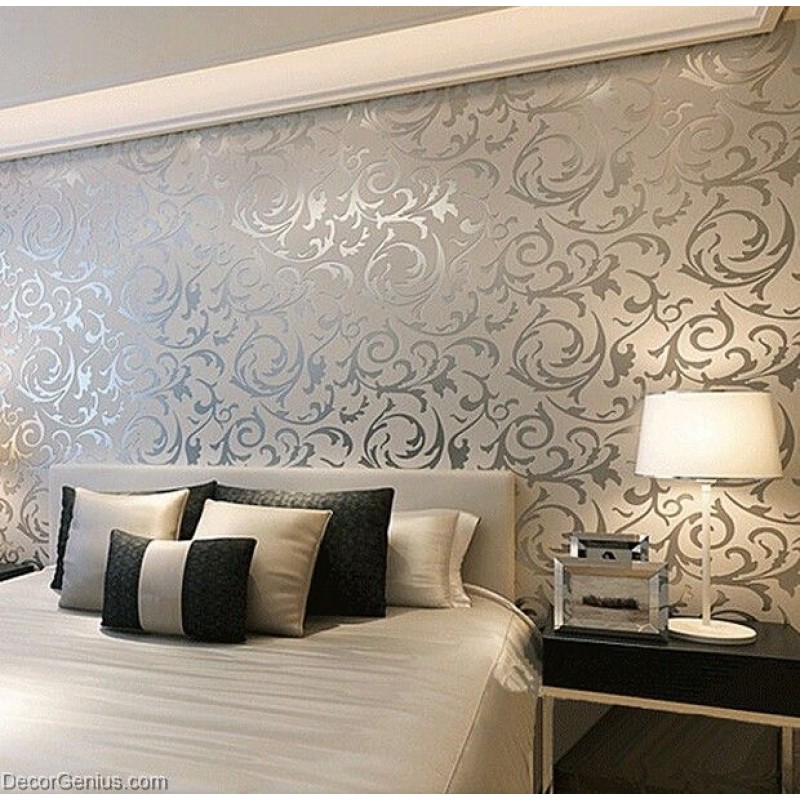 modern silver wallpaper,wall,wallpaper,room,interior design,bedroom