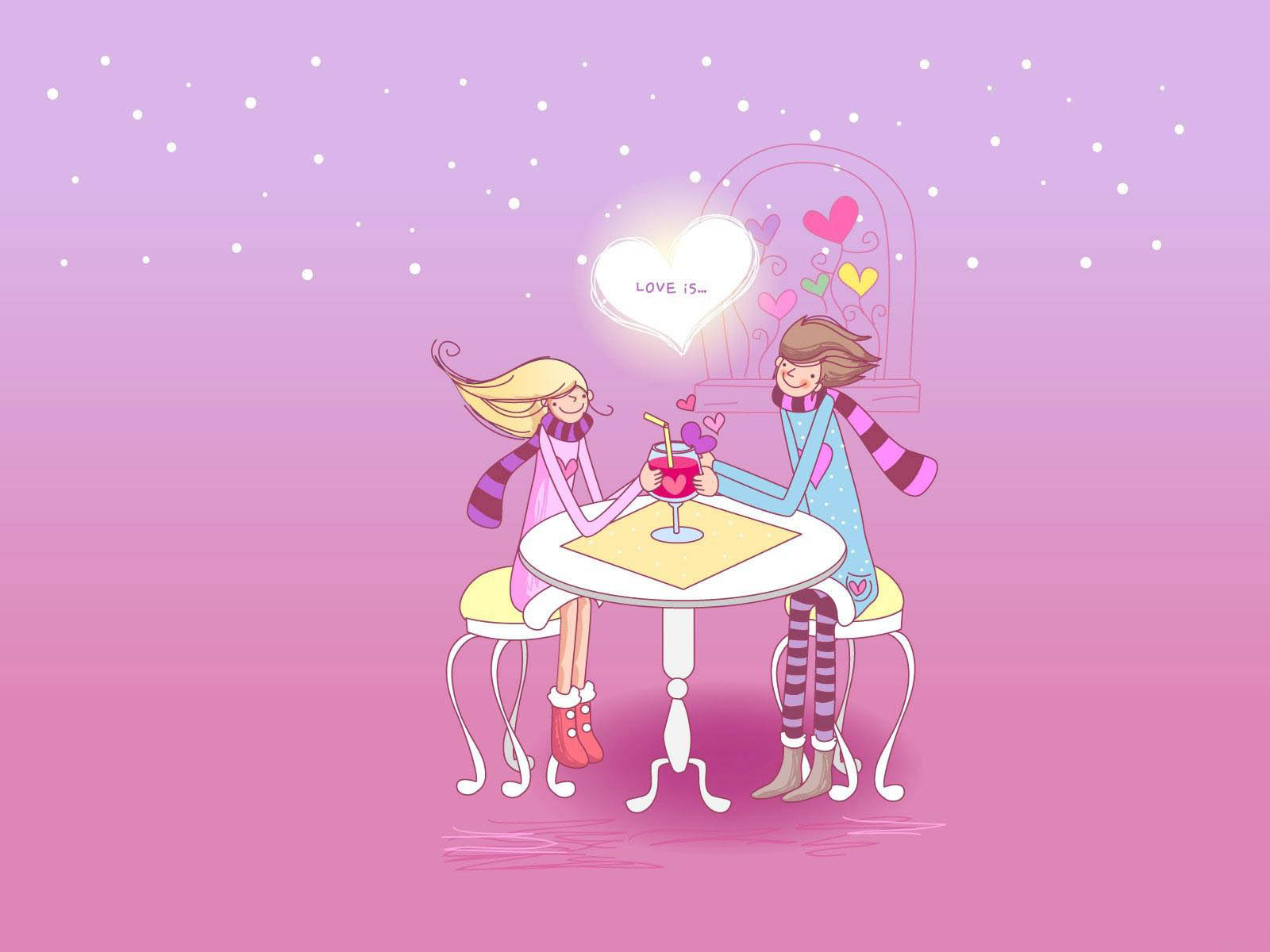 romantic love pictures wallpapers,cartoon,illustration,table,pink,furniture