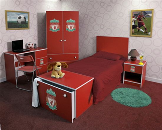 liverpool fc bedroom wallpaper,furniture,room,red,bed,interior design
