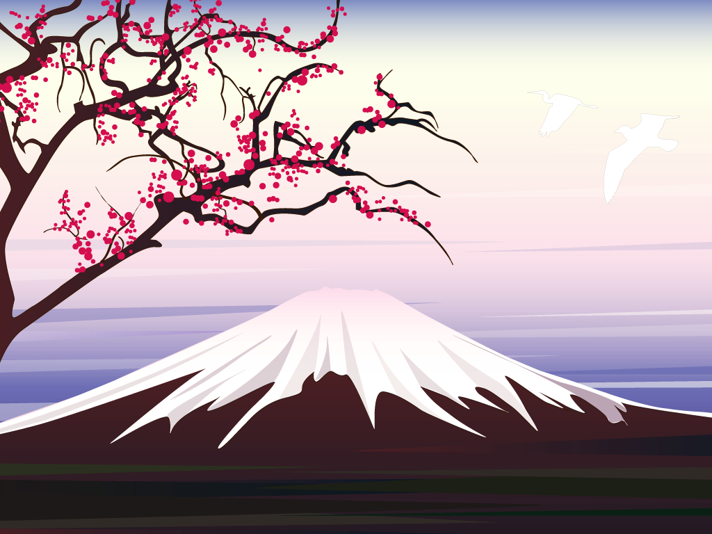 papier peint design japonais,ciel,arbre,plante,animation,illustration